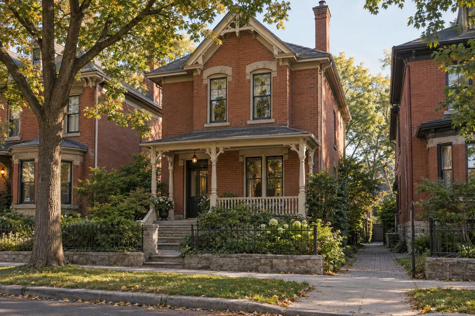 Architectural visualization of a restored red-brick Glebe home with its covered porch and original proportions